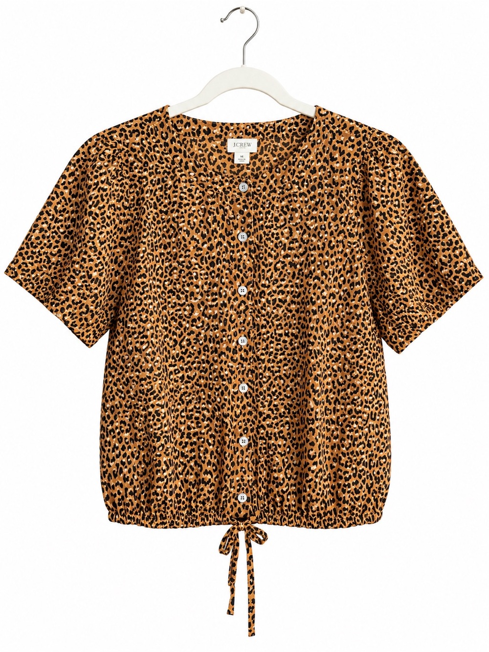 J. Crew Leopard Print Button-Front Short Sleeve Top-NWT